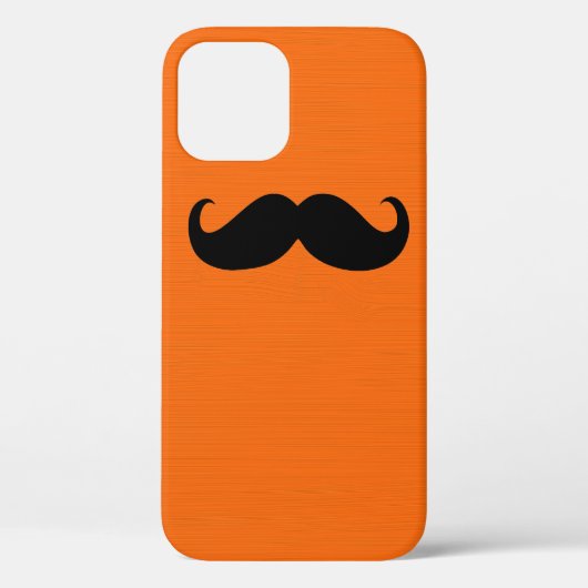 Funny Black Mustache auf Orange Hintergrund Case-Mate iPhone Hülle (Rückseite)