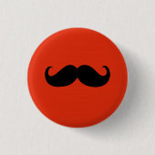 Funny Black Mustache auf Orange Red Background Button (Vorderseite)