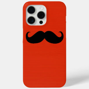Funny Black Mustache auf Orange Red Background Case-Mate iPhone Hülle