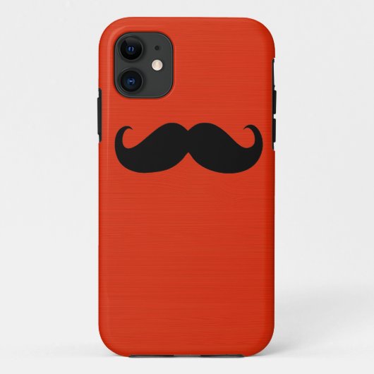 Funny Black Mustache auf Orange Red Background Case-Mate iPhone Hülle (Rückseite)