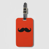 Funny Black Mustache auf Orange Red Background Gepäckanhänger (Vorderseite Vertikal)
