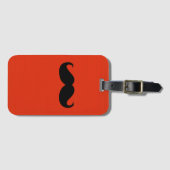 Funny Black Mustache auf Orange Red Background Gepäckanhänger (Vorderseite (Horizontal))