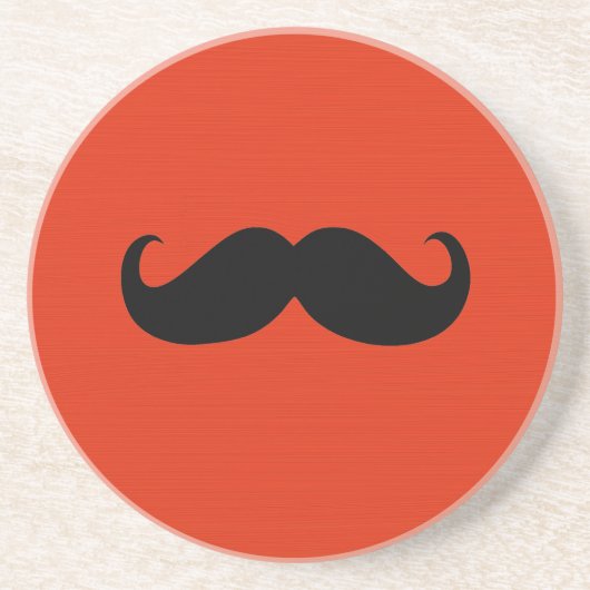 Funny Black Mustache auf Orange Red Background Getränkeuntersetzer (Vorne)