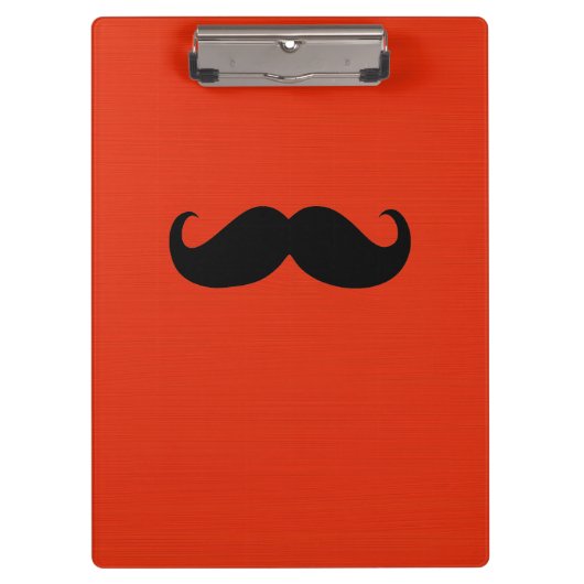 Funny Black Mustache auf Orange Red Background Klemmbrett (Vorderseite)
