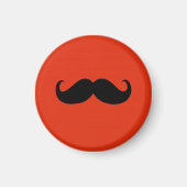 Funny Black Mustache auf Orange Red Background Magnet (Vorne)