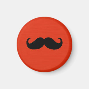 Funny Black Mustache auf Orange Red Background Magnet