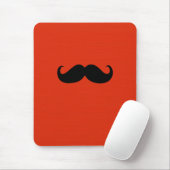 Funny Black Mustache auf Orange Red Background Mousepad (Mit Mouse)