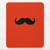 Funny Black Mustache auf Orange Red Background Mousepad (Vorne)
