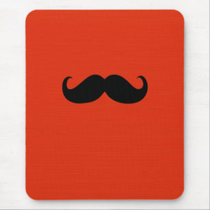 Funny Black Mustache auf Orange Red Background Mousepad