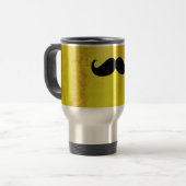 Funny Black Mustache auf Vintagem Gelben Hintergru Reisebecher (Vorderseite Links)