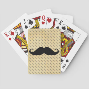 Funny Black Mustache auf Vintagen gelben Polka Doc Spielkarten