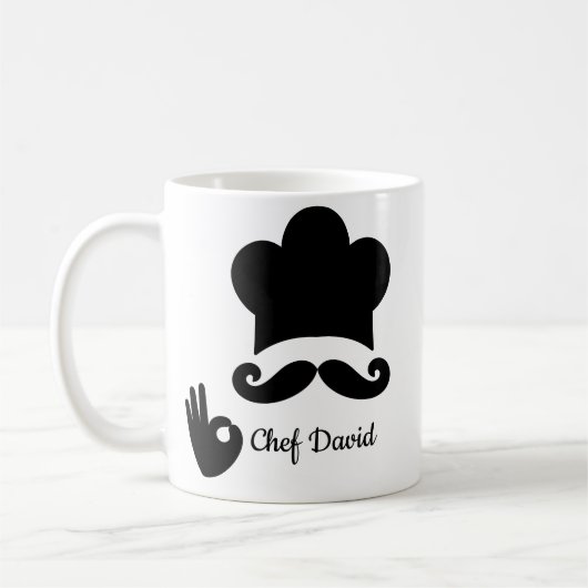 Funny Black Mustache Benutzerdefinierter Textname Kaffeetasse (Links)