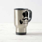 Funny Black Mustache Benutzerdefinierter Textname Reisebecher (VorderseiteRechts)