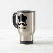 Funny Black Mustache Benutzerdefinierter Textname Reisebecher (Vorderseite Links)