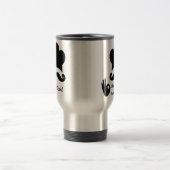 Funny Black Mustache Benutzerdefinierter Textname Reisebecher (Mittel)