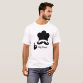 Funny Black Mustache Custom Text Koch Hat T-Shirt (Vorne ganz)