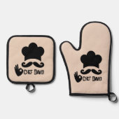 Funny Black Mustache Koch Custom Ofenhandschuh & Topflappen-Set (Vorderseite)