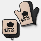 Funny Black Mustache Koch Custom Ofenhandschuh & Topflappen-Set (Vorderseite/Rückseite)