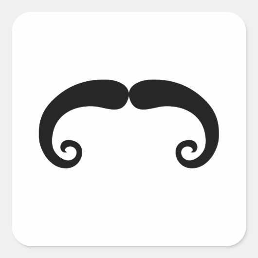 Funny Black Mustache oder Mustache Style Quadratischer Aufkleber (Vorderseite)