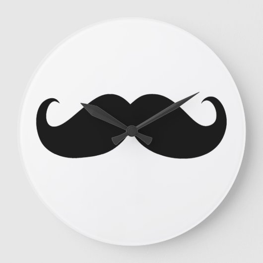 Funny Black Mustache on White Background Große Wanduhr (Vorderseite)