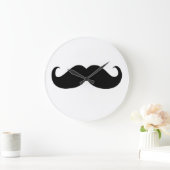 Funny Black Mustache on White Background Große Wanduhr (Zuhause)