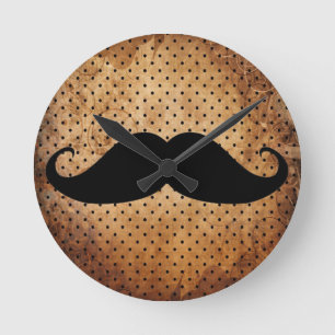 Funny Black Mustache Runde Wanduhr