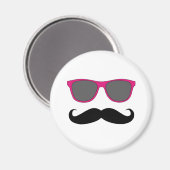 Funny Black Mustache und Pink Sunglasses Magnet (Vorderseite/Rückseite)