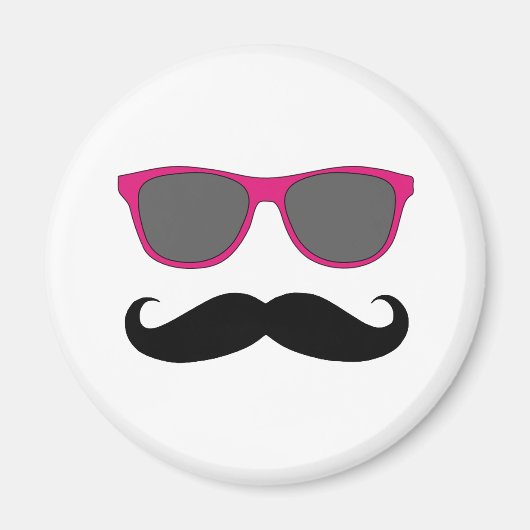 Funny Black Mustache und Pink Sunglasses Magnet (Vorne)