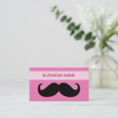 Funny Black Mustache und Schlicht Pink Visitenkarte (Stehend Vorderseite)