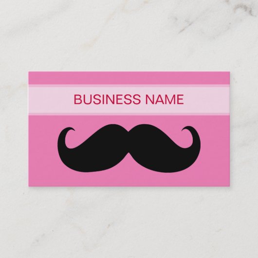 Funny Black Mustache und Schlicht Pink Visitenkarte (Vorderseite)