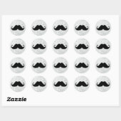Funny Black Mustache und White Sparkle Blase Runder Aufkleber (Blatt)