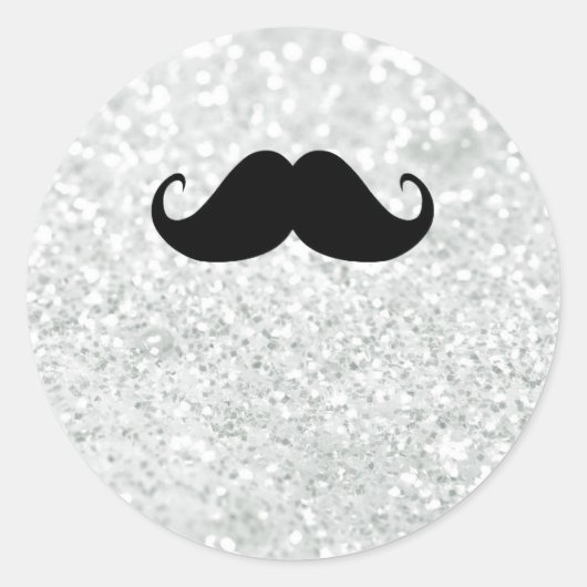 Funny Black Mustache und White Sparkle Blase Runder Aufkleber (Vorderseite)
