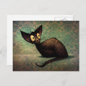 Funny Black Oriental Cat Damask Kitten Art Postkarte (Vorne/Hinten)