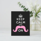 Funny Black, Pink Behalten Ruhe und Mustache On Postkarte (Stehend Vorderseite)