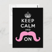 Funny Black, Pink Behalten Ruhe und Mustache On Postkarte (Vorne/Hinten)