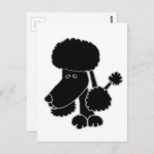 Funny Black Poodle Puppy Hund Cartoon Postkarte (Vorne/Hinten)