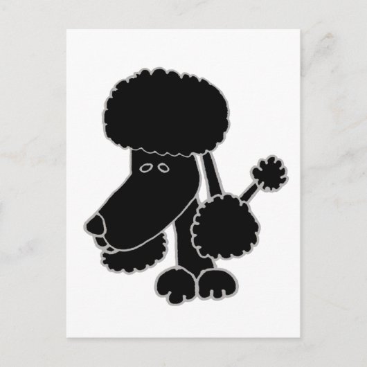 Funny Black Poodle Puppy Hund Cartoon Postkarte (Vorderseite)