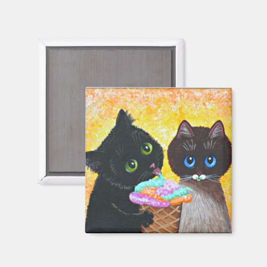 Funny Black Ragdoll Cat Creationarts Magnet (Vorderseite/Rückseite)