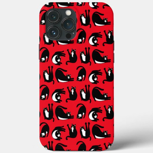 Funny Black Red Cat Fitness Case-Mate iPhone Hülle (Rückseite)