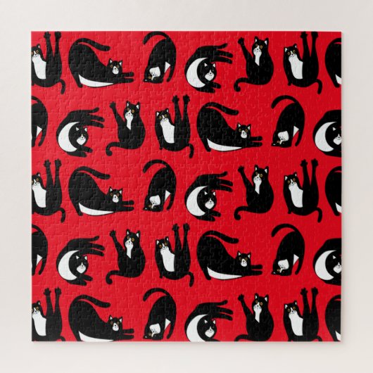 Funny Black Red Cat Fitness Puzzle (Vertikal)