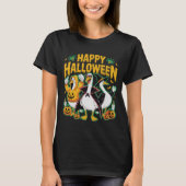 Funny Black Retro Halloween Gänse Cartoon Graphic T-Shirt (Vorderseite)
