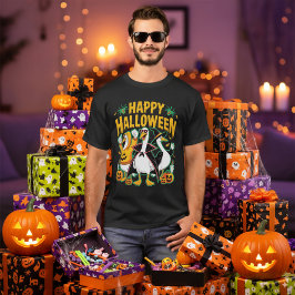 Funny Black Retro Halloween Gänse Cartoon Graphic T-Shirt