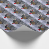 Funny Black Rooster Santa Claus Geschenkpapier (Ecke)