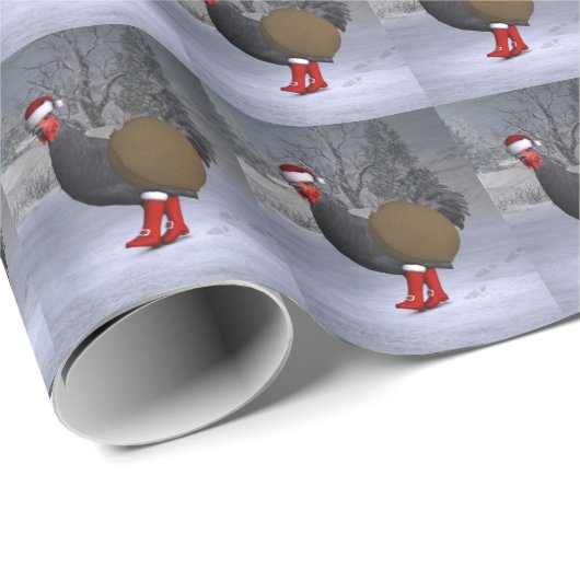 Funny Black Rooster Santa Claus Geschenkpapier (Rolleneckpunkt)