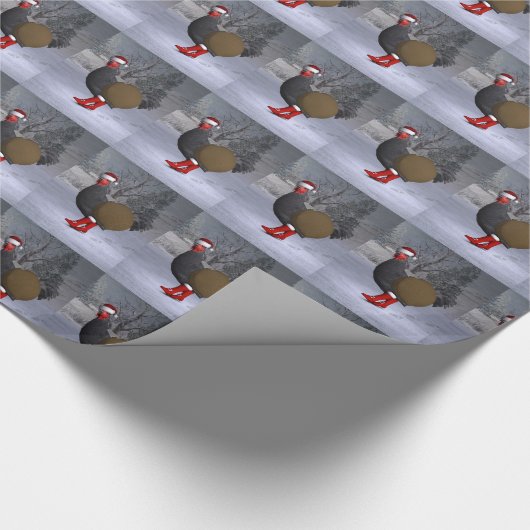 Funny Black Rooster Santa Claus Geschenkpapier (Ecke)