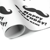 Funny Black Schnurrbart Brauch Geburtstag Geschenkpapier (Rolleneckpunkt)
