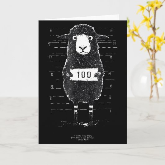 Funny Black Sheep Mugshot Lost But Found Humor Fun Karte (Gelbe Blume)