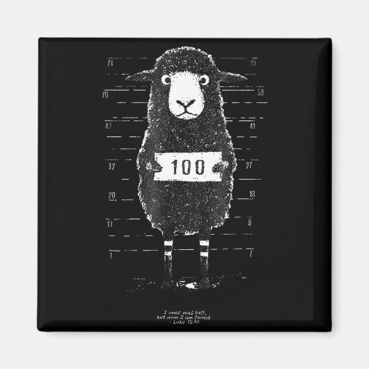 Funny Black Sheep Mugshot Lost But Found Humor Fun Magnet (Vorne)