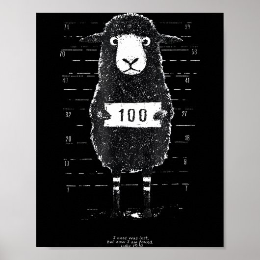 Funny Black Sheep Mugshot Lost But Found Humor Fun Poster (Vorne)