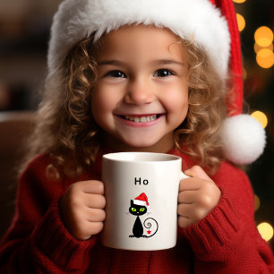 Funny Black Sitting Weihnachtskatze Weihnachtsmann Kaffeetasse